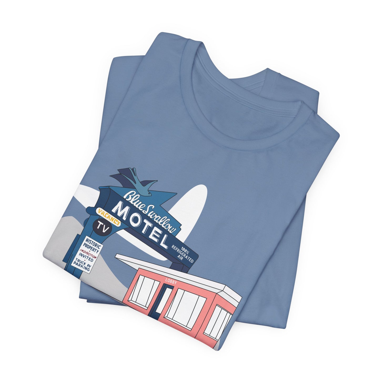 Unisex Blue Swallow Motel Retro Tee