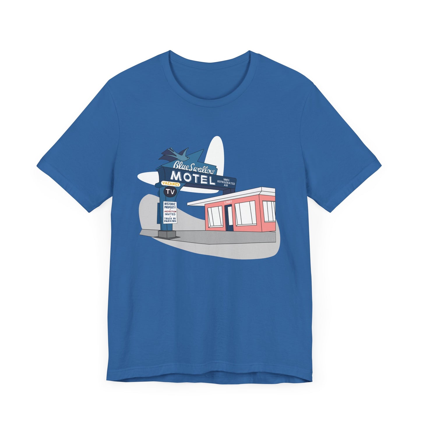 Unisex Blue Swallow Motel Retro Tee