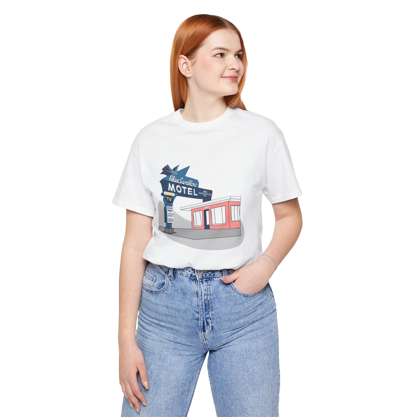 Unisex Blue Swallow Motel Retro Tee