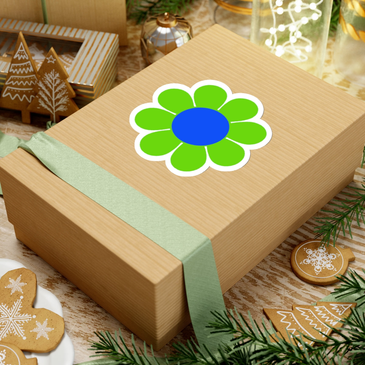 Green Blue Flower Power Sticker