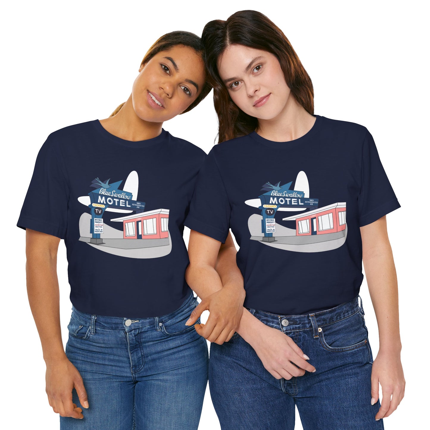 Unisex Blue Swallow Motel Retro Tee