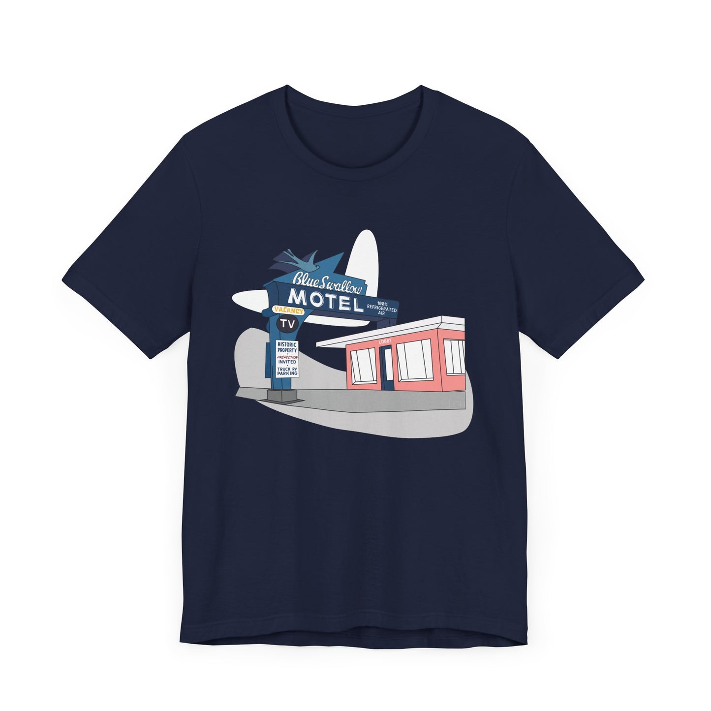 Unisex Blue Swallow Motel Retro Tee