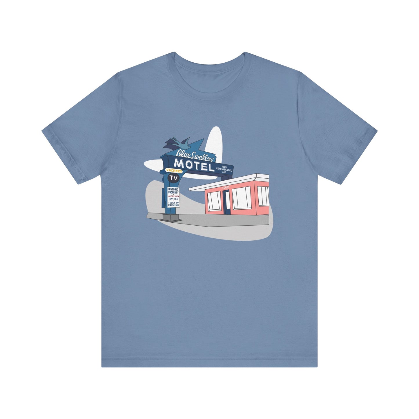 Unisex Blue Swallow Motel Retro Tee