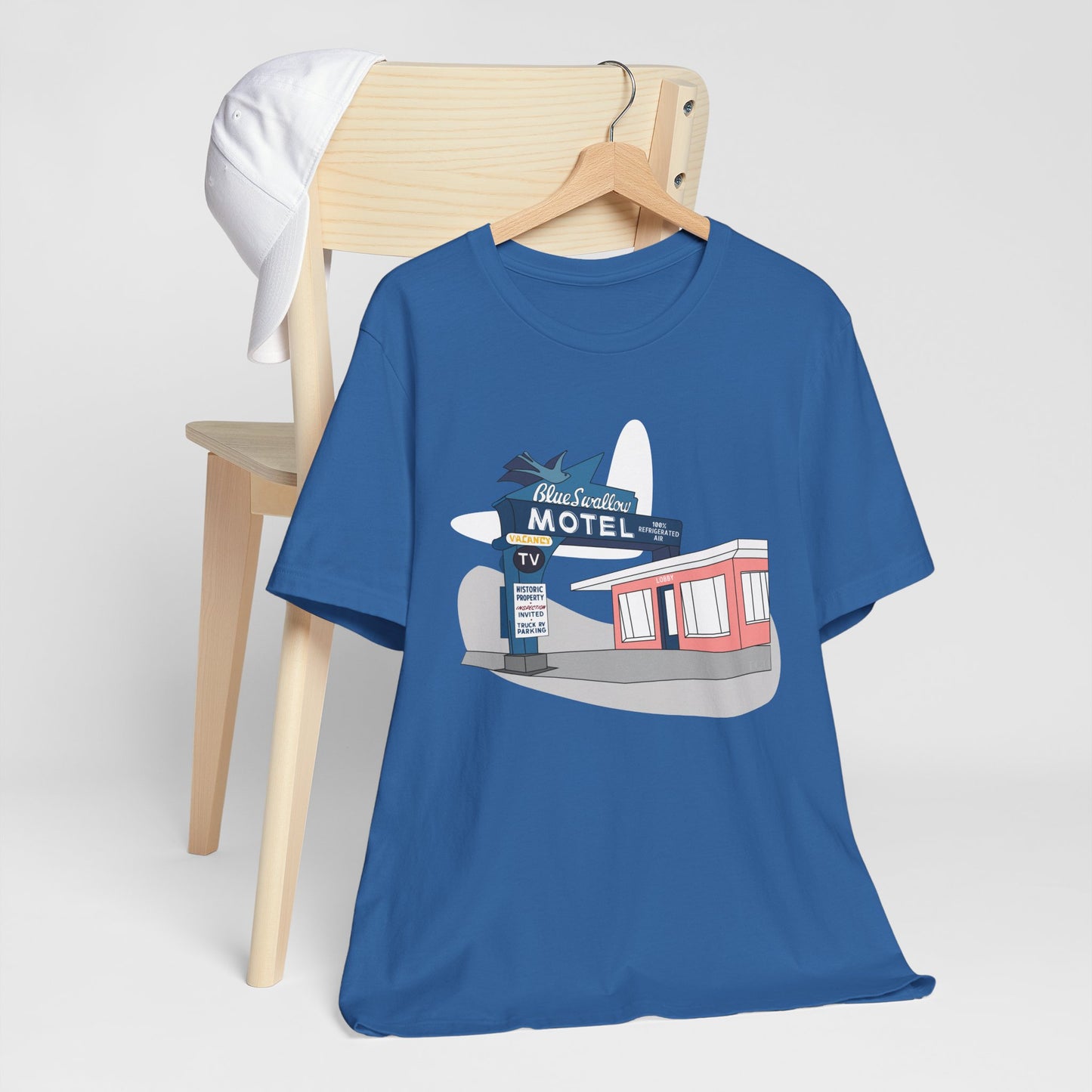 Unisex Blue Swallow Motel Retro Tee
