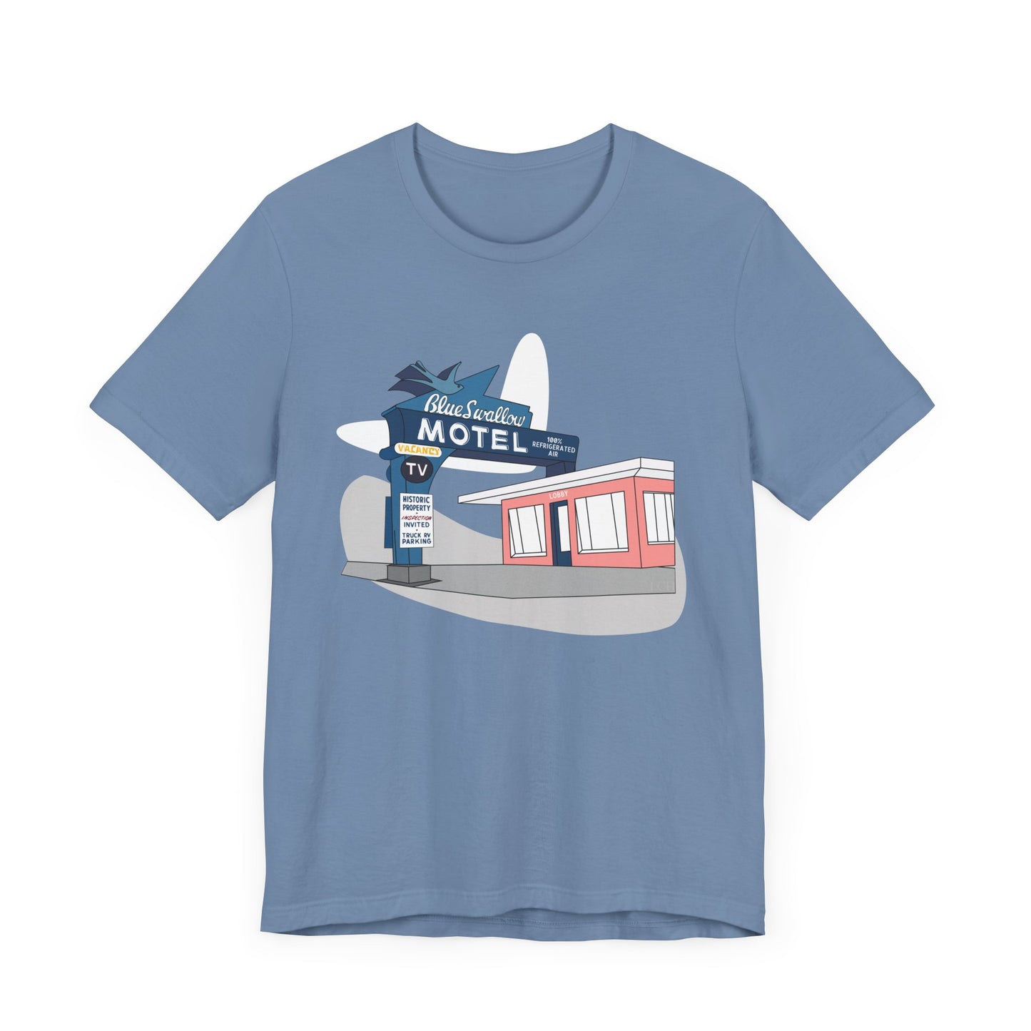 Unisex Blue Swallow Motel Retro Tee