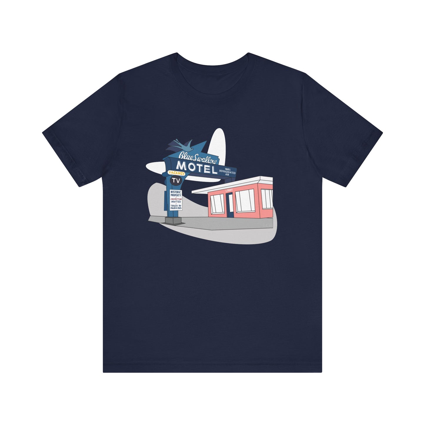 Unisex Blue Swallow Motel Retro Tee