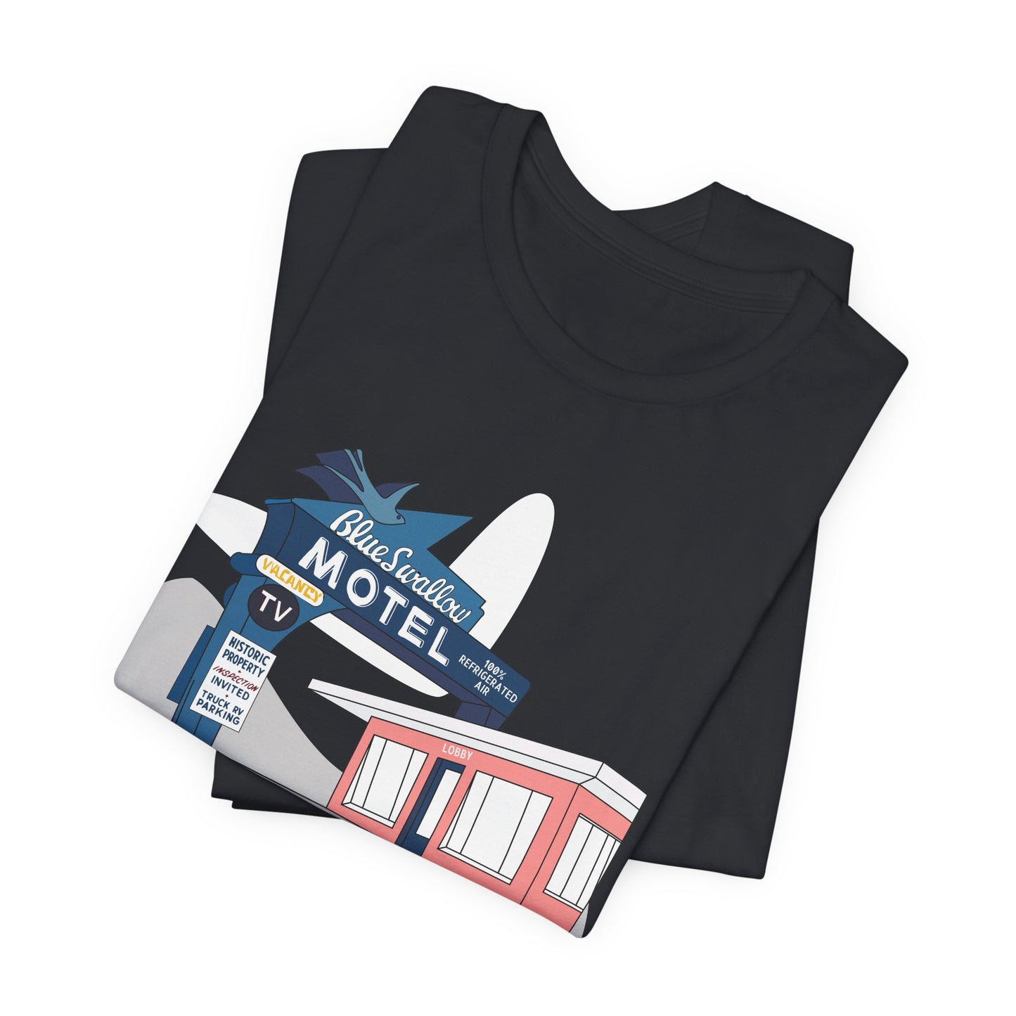 Unisex Blue Swallow Motel Retro Tee