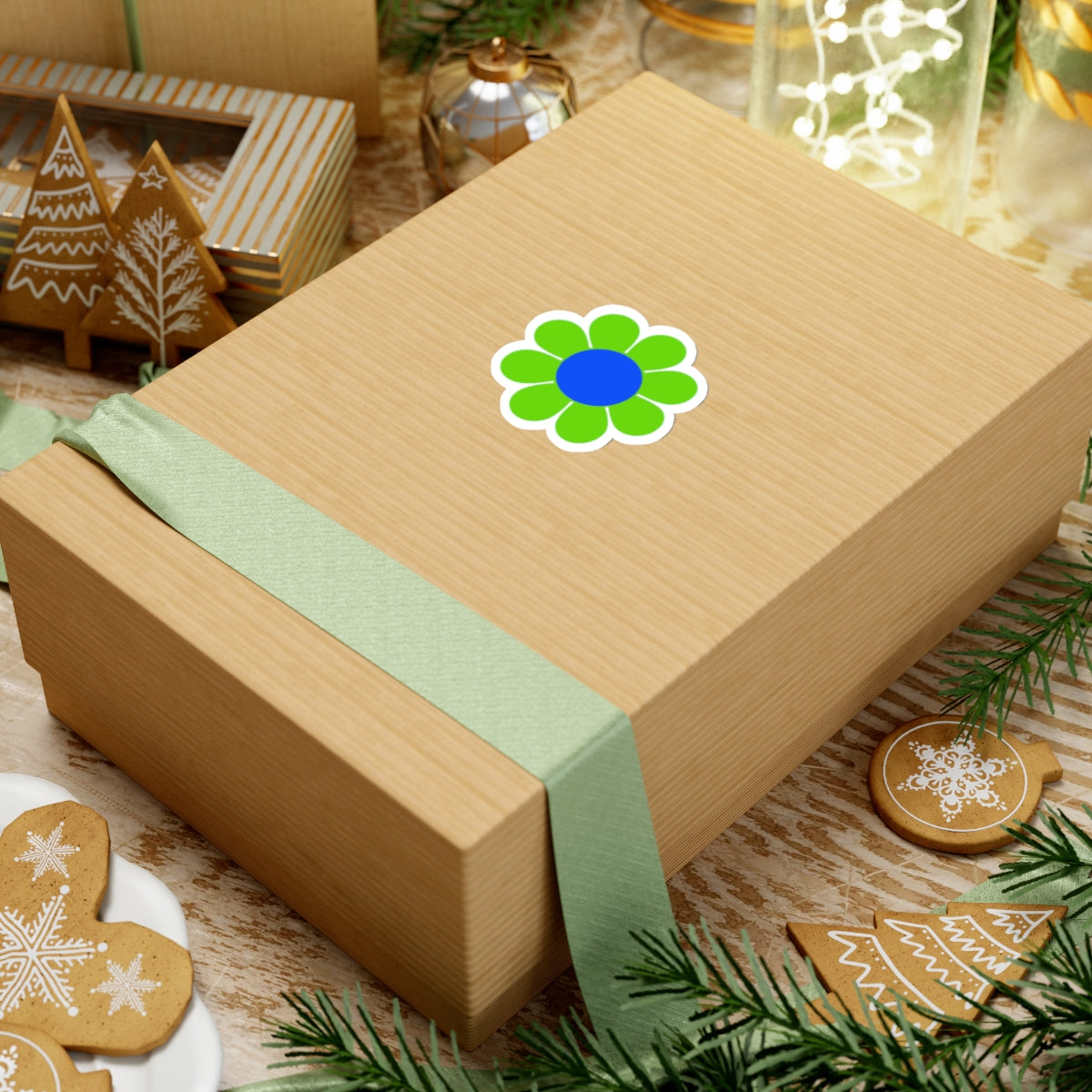 Green Blue Flower Power Sticker
