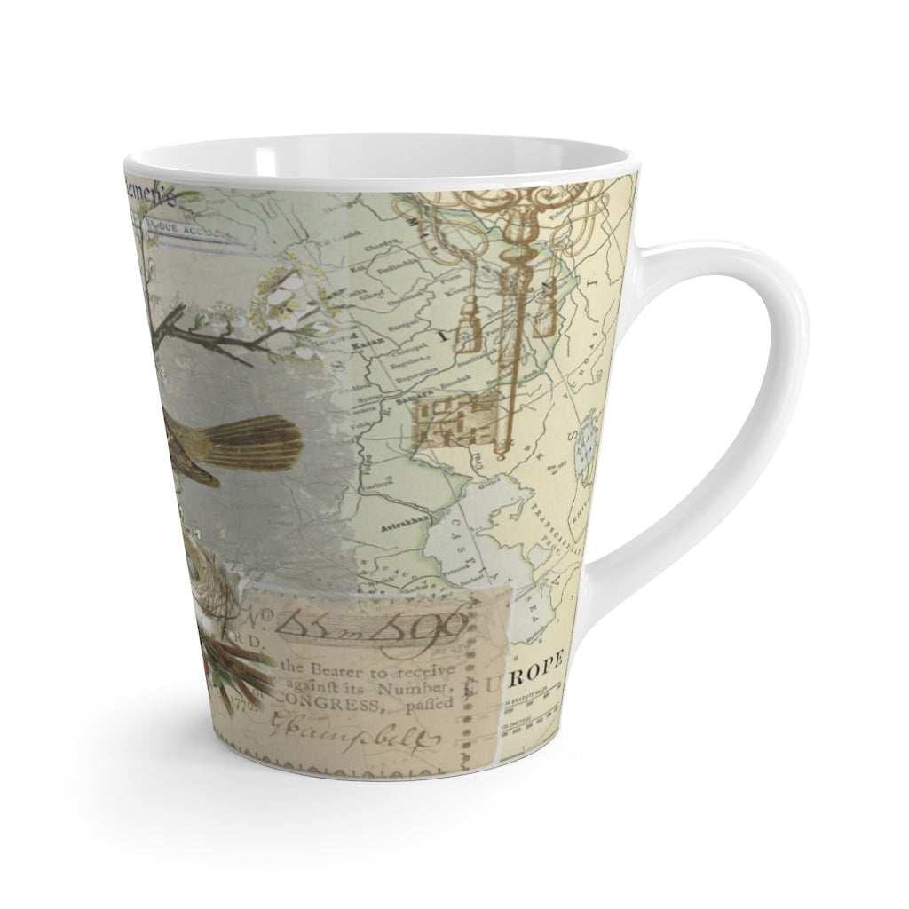 Vintage Bird Collage Latte Mug