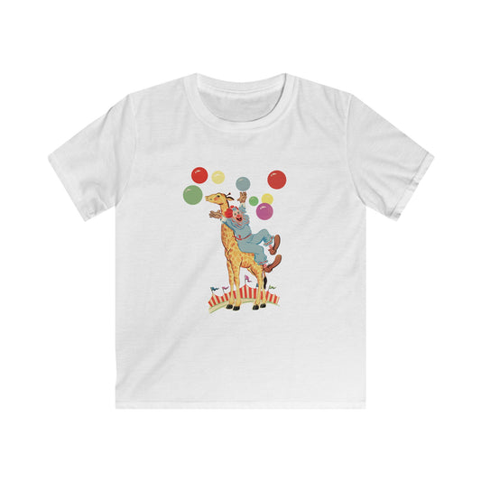 Kids Clown & Giraffe Colorful Circus Graphic T-Shirt