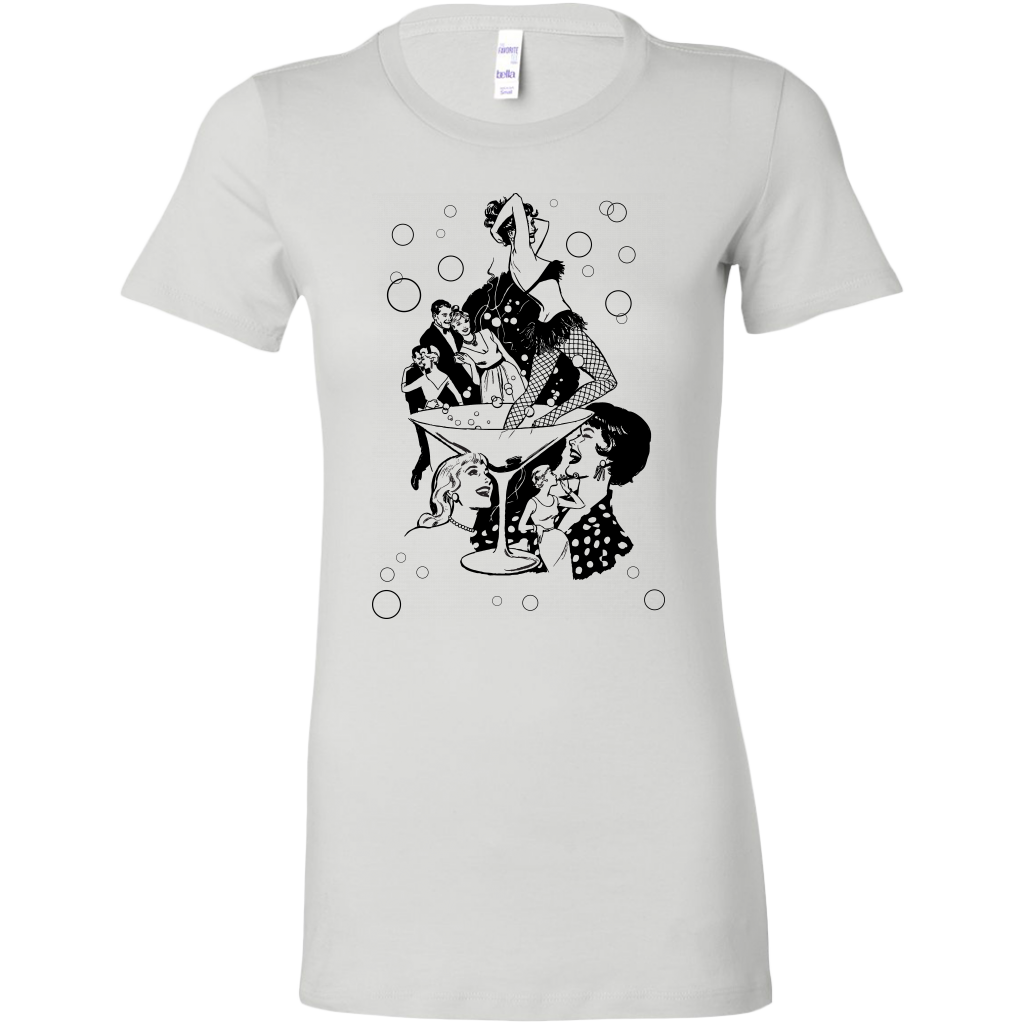 Ladies Retro Champagne Dancing Girls Tee