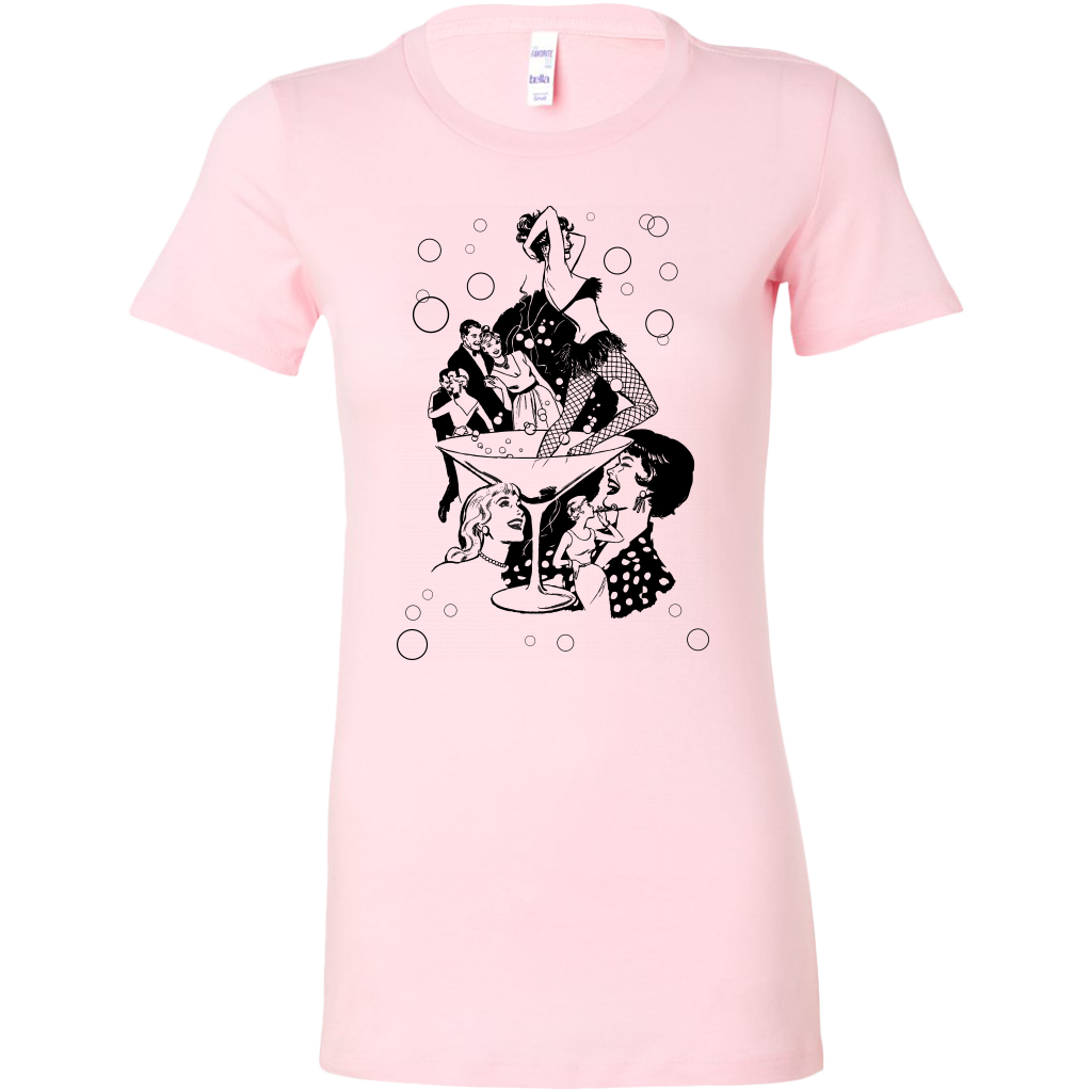 Ladies Retro Champagne Dancing Girls Tee