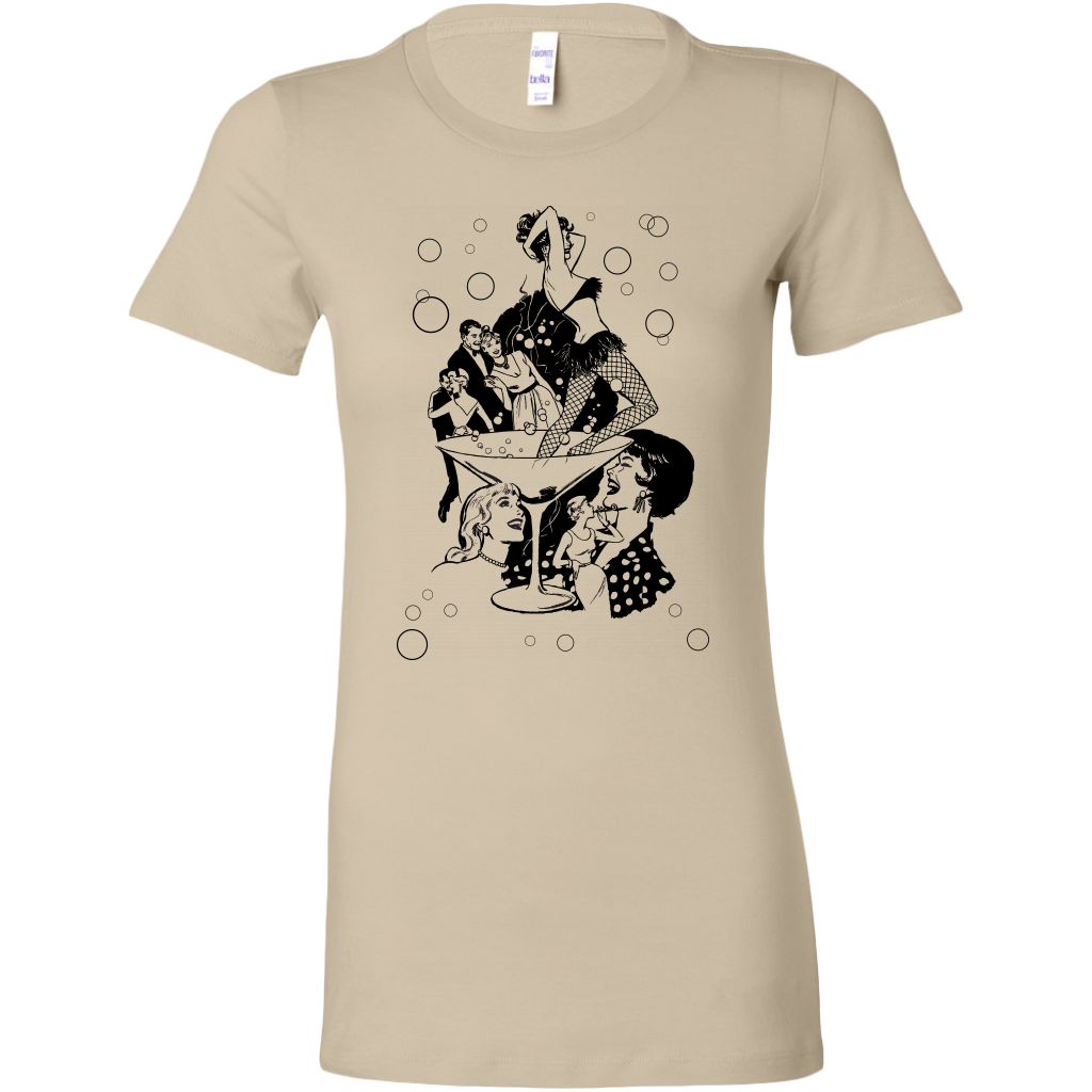 Ladies Retro Champagne Dancing Girls Tee